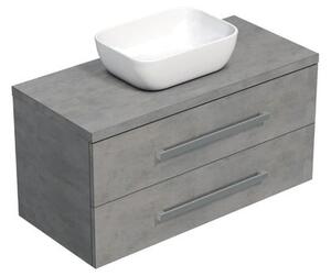 Kúpeľňová skrinka s doskou SAT Cube Way 100x53x46 cm betón mat CUBE461003BESAT45