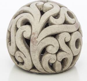 Svietnik guľa betónová s ornamentom šedá záhradná dekorácia 14,5x17x17cm barva: šedá, velikost: 14,5x17x17