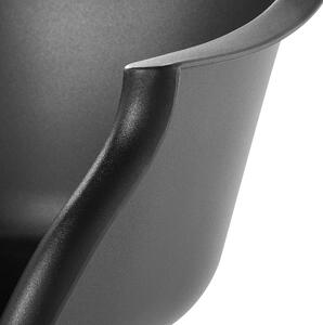 Hojdacia stolička čierna syntetický materiál kovové nohy hojdacie lišty z masívneho dreva moderná v škandinávskom štýle
