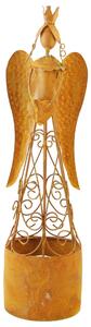 Kovový anjel na čajovú sviečku hrdza 9x9x35cm barva: hnědá, velikost: 9x9x35