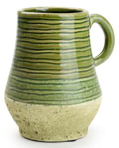 Váza keramika s uchom zelená 15.5*13**h17cm