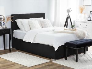 Moderná kontinentálna čalúnená posteľ čierna s pružným matracom 180 x 200 cm