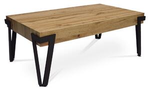 Konferenčný stolík, 112x62x43 cm, doska mdf, dekor divoký dub, kov - čierny mat
