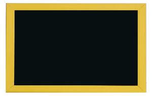 Toptabule.sk KRTCL02 Čierna kriedová tabuľa v žltom drevenom ráme 80x60cm / magneticky