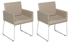 Set 2 stoličiek béžové čalúnené so striebornými kovovými nohami pro jedálnu moderný minimalistický štýl