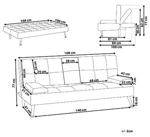 Pohovka rozkladacia svetlosivá čalúnená s funkciou na spanie do obývacej izby kovové strieborné nohy moderná