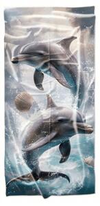 Rýchloschnúca plážová osuška DOLPHINS modrá 70 x 140 cm, 100% mikrovlákno