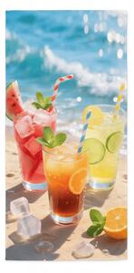 Rýchloschnúca XL plážová osuška COLD DRINKS farebná 100 x 180 cm, 100% mikrovlákno