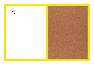 Toptabule.sk KMTDRZLR Kombinovaná tabuľa v žltom drevenom ráme 60x40cm