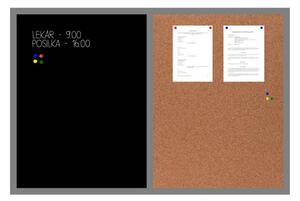 Toptabule.sk KMTDRSRCT Kombinovaná tabuľa čierna v šedom drevenom ráme 60x40cm