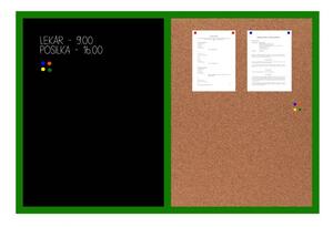 Toptabule.sk KMTDRCRZR Kombinovaná tabuľa čierna v zelenom drevenom ráme 60x40cm