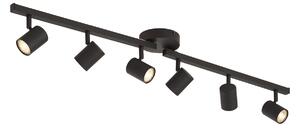 Moderné čierne 6-svetlové stropné bodové svietidlo GU10 50mm s podsvietením a 3-cestným vypínačom - Back Up