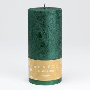 Sviečka rustic metalic zelená 7x15cm