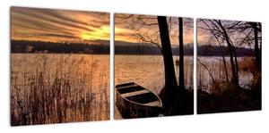 Obraz lodičky na jazere (Obraz 90x30cm)