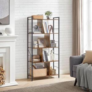 REGÁL, čierna, hnedá, uhlíková oceľ, 74/150/30 cm Boxxx - Online Only obývacie izby, Online Only