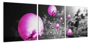 Abstraktný obraz - fialové gule (Obraz 90x30cm)