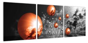 Abstraktné obrazy - oranžové gule (Obraz 90x30cm)