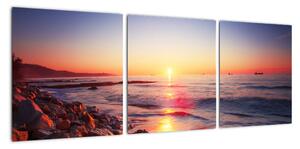 Moderný obraz - západ slnka nad morom (Obraz 90x30cm)