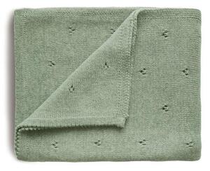Mushie pletená detská deka z organickej bavlny dierkovana-sage