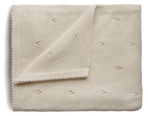 Mushie pletená detská deka z organickej bavlny dierkovana-ivory