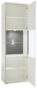 VITRÍNA, sivá, strieborná, biela, biela s vysokým leskom, 64/201/38 cm Livetastic - Sklenené vitríny, Online Only