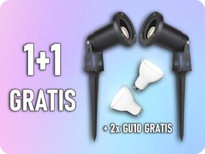 V-TAC Záhradné zapichovacie svietidlo na GU10, hliník, IP65, 1+1 zadarmo + 2x žiarovka GU10 zadarmo! Farba svetla: Studená biela