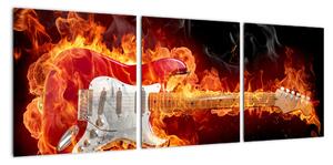 Obraz - gitara v ohni (Obraz 90x30cm)