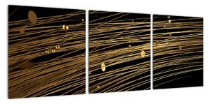 Abstraktný obraz zlatých vlákien (Obraz 90x30cm)
