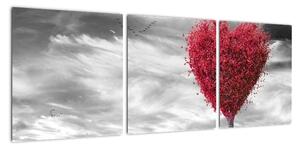 Obraz - červené srdce na lúke (Obraz 90x30cm)