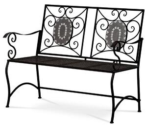 Záhradná lavica, keramická mozaika, kov, čierny lak (dizajnovo k jf2233/34)