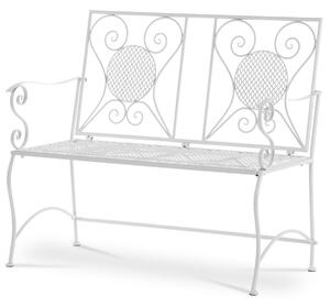 Záhradná lavica, kov, biely lak (dizajnovo k setu jf2236)