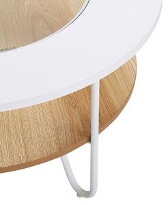Okrúhly konferenčný stolík s policou biely ⌀80 cm moderná obývacia izba