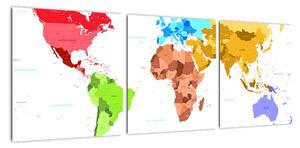 Obraz - farebná mapa sveta (Obraz 90x30cm)