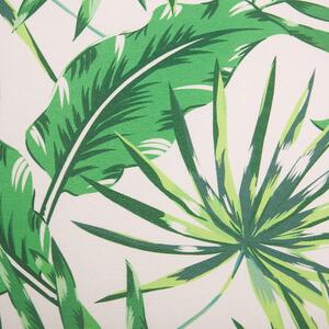 Kreslo zelené čalúnené vzor listov kovovými nohami do obývacej izby štýl retro