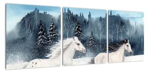 Obraz bežiacich koní (Obraz 90x30cm)