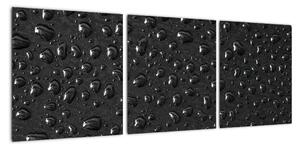 Obraz kvapiek na čiernom povrchu (Obraz 90x30cm)