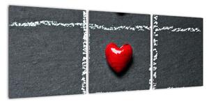 Šachovnica s červenými srdci (Obraz 90x30cm)