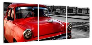 Obraz červeného auta - veterán (Obraz 90x30cm)