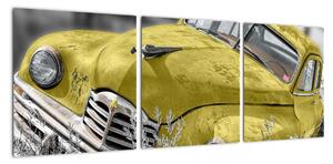 Obraz žltého autá na lúke (Obraz 90x30cm)