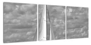 Obraz čiernobiele plachetnica (Obraz 90x30cm)