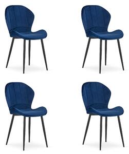 Dekorstudio Sada zamatových jedálenských stoličiek TERNI - tmavo modré Počet stoličiek: 4ks