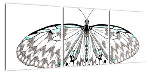 Čiernobiely motýľ (Obraz 90x30cm)