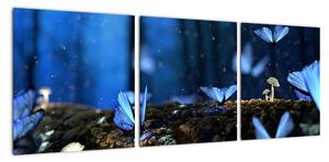 Obraz - modrí motýle (Obraz 90x30cm)