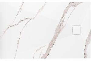 Rea Magnum Carrara, SMC sprchová vanička 80x100, biela-kamenný vzor, REA-K7004