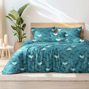 Goldea bavlnené posteľné obliečky - pruhovaná mozaika na petrolejovom 140 x 200 a 70 x 90 cm