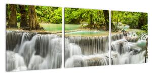 Obraz lesných vodopádov (Obraz 90x30cm)