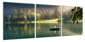 Obraz loďky na jazere (Obraz 90x30cm)