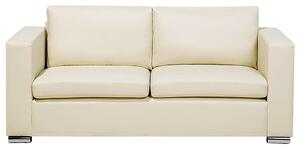 Pohovka béžová 3miestna kožená minimalistická jednoduchá obývacia izba veľká izba