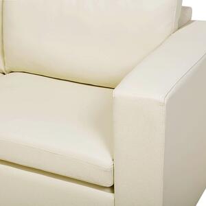 Dvojmiestna pohovka sedačka béžová kožená čalúnená chrómované nohy retro dizajn