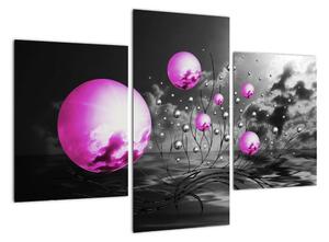 Abstraktný obraz - fialové gule (Obraz 90x60cm)